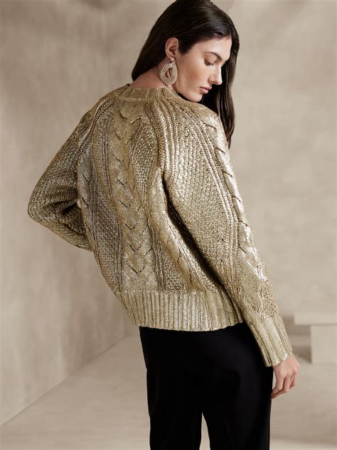 cooling fabric metallic sweater under $250|metallic leather sweater.